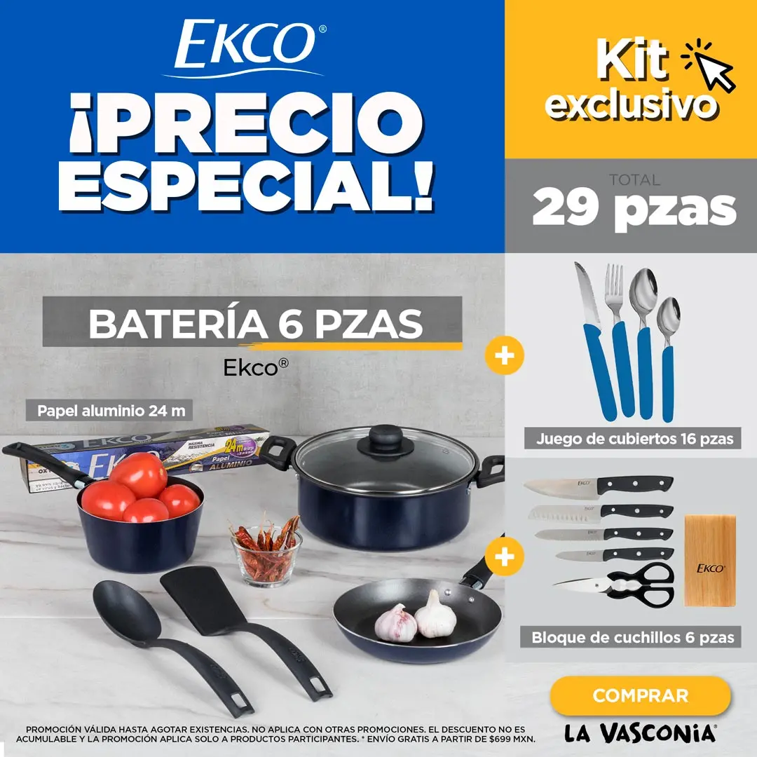 Juego de sartenes, ollas y cuchillos Ekco por menos de 1,000 pesos en las  ofertas y descuentos del Hot Sale 2023 en  México