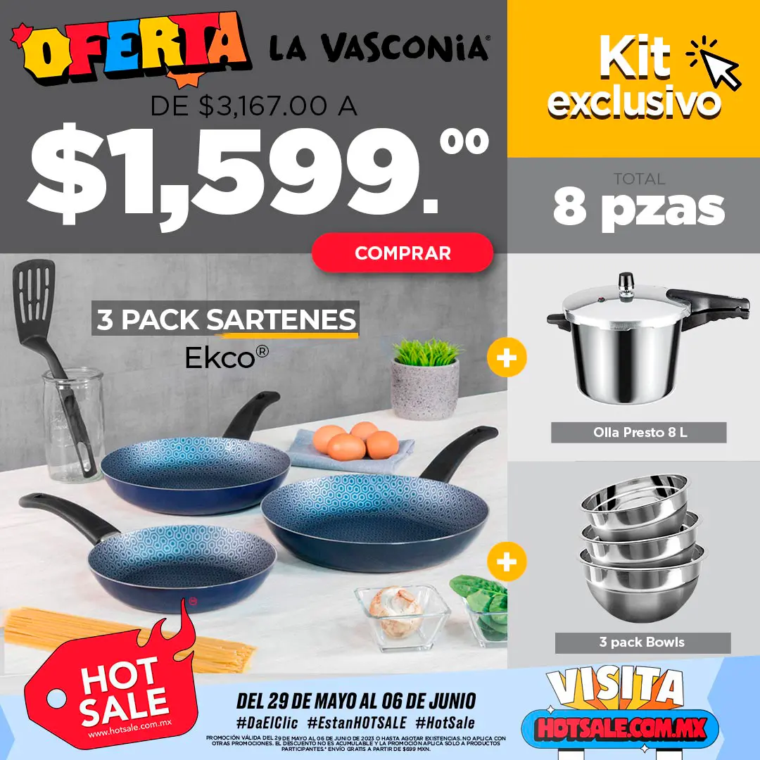 Juego de sartenes, ollas y cuchillos Ekco por menos de 1,000 pesos en las  ofertas y descuentos del Hot Sale 2023 en  México